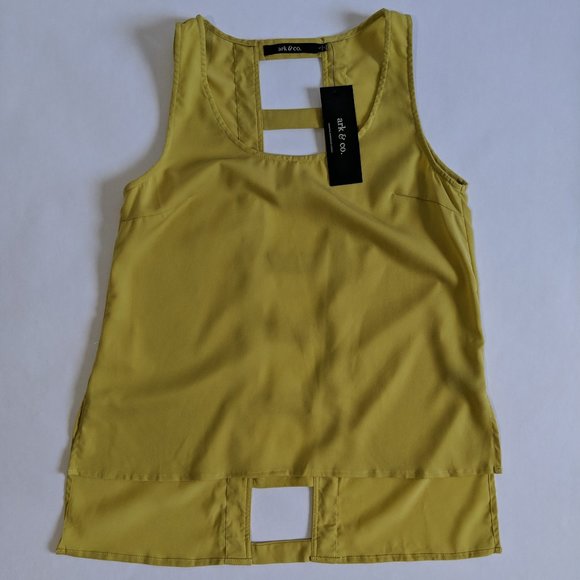 Ark & Co. Chartreuse Ladder Back Tank Spring Cute Size Small NWT - Picture 1 of 3